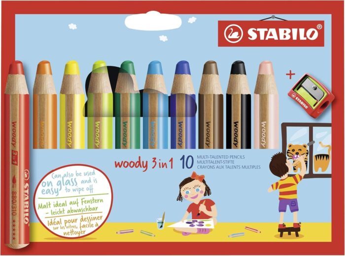 Lápices Stabilo Woody 10 colores + Sacapuntas