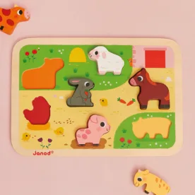 Puzzle Granja Chunky 7 piezas Janod - Imagen 4