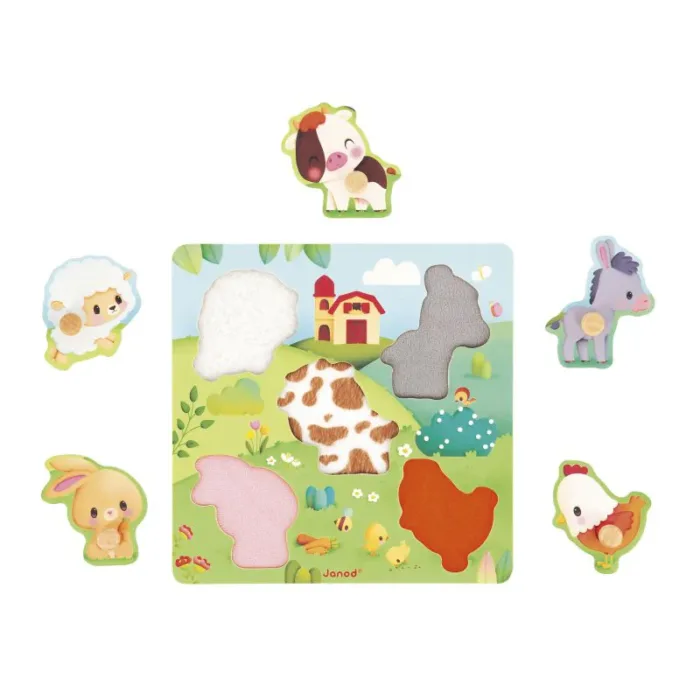 PUZZLE TÁCTIL ENCAJABLE DE MADERA • FARMHOUSE Janod - Imagen 4