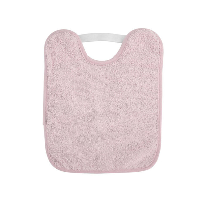 Babero plastificado rizo goma rosa Saro