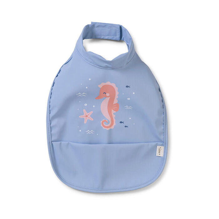 Babero impermeable "Happy Sea" azul Saro