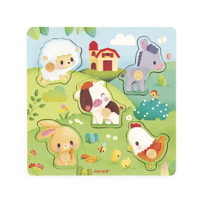 PUZZLE TÁCTIL ENCAJABLE DE MADERA • FARMHOUSE Janod - Imagen 2