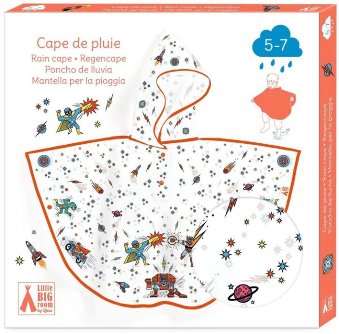 Poncho de lluvia 5-7 años superhéroes- Djeco